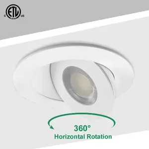 3 Inch 4 Inch 5CCT Gimbal Recessed Downlight 360 Degree Angle With Junction Box Wall Wash Adjustable Led Ceiling Light