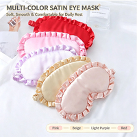 Penutup Mata Tidur Satin Ruffle Ringan dan Bernapas, Penutup Mata Sutra Lembut Dua Sisi untuk Perjalanan, Kantor, Tidur Siang, Spa, Custom