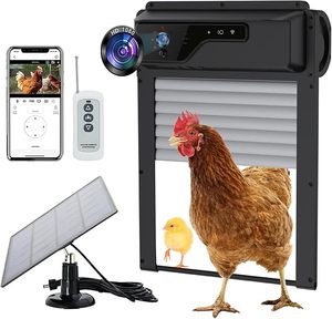Wifi kích hoạt cửa chuồng gà tự động với Camera HD ứng dụng năng lượng mặt trời điều khiển từ xa và hẹn giờ ổ đĩa báo động cảm biến chống bẫy - Product Image 1
