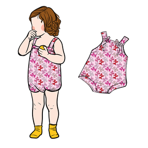 Combinaison d'été pour bébé fille Ga-10 personnalisable avec logo, bretelles, imprimé dinosaure, fermeture auto-agrippante, en coton biologique - Product Image 2