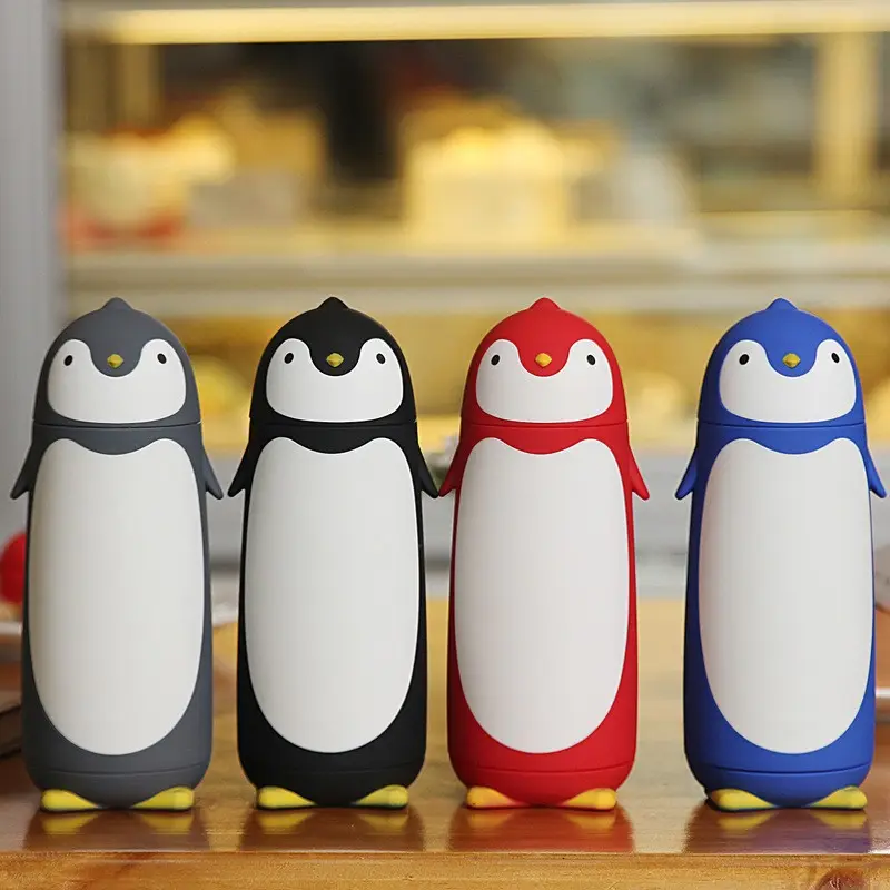 Пользовательский логотип Креативный мультфильм Пингвин милый термос чашка 280 мл из нержавеющей стали Изолированная фляжка Вакуумная бутылка для воды