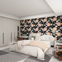 Papier peint en vinyle moderne à motif floral 3D Papier peint mural imperméable pour salles de bains Cuisine Hôtels Divertissement Motif géométrique