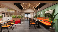 Conception sur mesure de comptoir de bar pour restaurant méditerranéen, menuiseries et armoires de café personnalisées, et équipements de restauration commerciaux