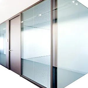 High quality anodized office glass partition with flush door design double glazed