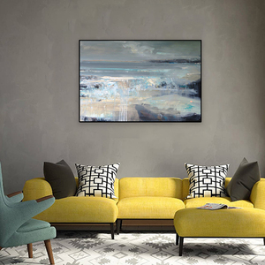 Impression sur toile encadrée grand format, vue abstraite sur l'océan, pour villa de luxe et hall d'hôtel - Product Image 2