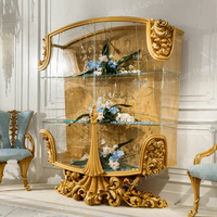 Vitrine européenne en bois faite à la main, meuble décoratif de luxe pour salle à manger, vitrine à vin