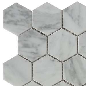 Tuile de mosaïque <span class=keywords><strong>en</strong></span> marbre blanc et gris Hexagone de mosaïque du siècle pour Villa Appartement Hôtel-<span class=keywords><strong>Dalle</strong></span> de Calcite - Product Image 4