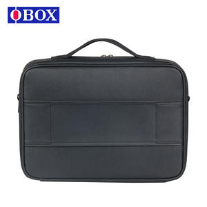 Bolsa de maquillaje de viaje de 15 pulgadas, color negro clásico con espejo para mujer, almacenamiento en el hogar, estuche cosmético de color sólido con asa suave - Product Image 5