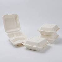 Zero Waste Suikerrietbagasse Afhaallocatiebakje met 3 compartimenten, biologisch afbreekbaar voor bedrijfscafetera's