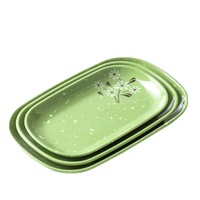 Assiette rectangulaire en mélamine pour nouilles de riz, assiette de petit-déjeuner en plastique, plat pour restaurant de fondue et barbecue, assiette de service
