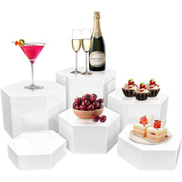 Présentoir à desserts de buffet, boîte de présentation en acrylique, vitrine hexagonale pour bijoux, présentoir surélevé, haute transparence, autoportant, montage facile pour