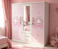 Armoire de chambre moderne autoportante à trois portes coulissantes en acier imprimé sur mesure, grande capacité, assemblage amovible