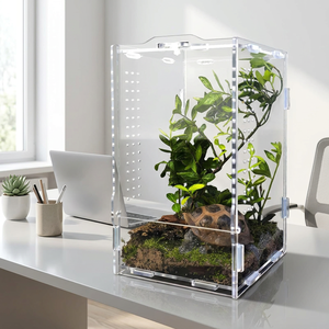 11-12-20cm Crystal Clear Acrylic Vertical Reptile Enclosure Magnetic Arboreal <strong>Gecko</strong> <strong>Tank</strong> for Crested <strong>Gecko</strong> Spider Habitat - Product Image 2