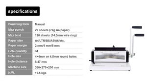 SG-T9520 Cuốn Sách Dây Đôi Cuốn Sách Cuốn Sách Sử Dụng Văn Phòng Máy Đóng Bìa Dây Vòng Thủ Công Để Bàn Máy Đóng Bìa Dây Máy Tính Xách Tay 3:1 - Product Image 3