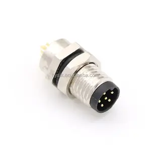 M8 male connector straight PCB 6 pin connector waterproof screw circular panel connector