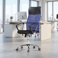Chaise de bureau exécutive à dossier haut en maille, fonction d'inclinaison, accoudoirs fixes, chaise de bureau pivotante réglable en hauteur avec base en métal