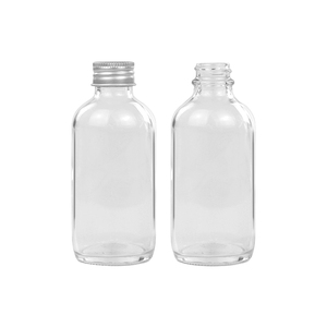 Mini bouteilles de jus de boisson rondes en verre Boston transparentes de 4oz 120ml vides avec couvercles vente en gros - Product Image 4