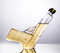 Bouteilles en Verre en Forme de Pistolet 200 ml, Bouteille en Verre Unique Vide en Forme de Pistolet pour Tequila, Brandy, Alcool, Vodka, Whisky, Idéale pour Emballage de Liqueur ou Cadeau