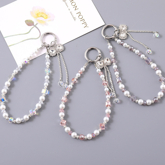 Diamond Rhinestone Bow Phone Charms Wholesale Mobile Phone Charm Beads Wristband Phone Lanyard Smart Phones Chain Wrist Strap