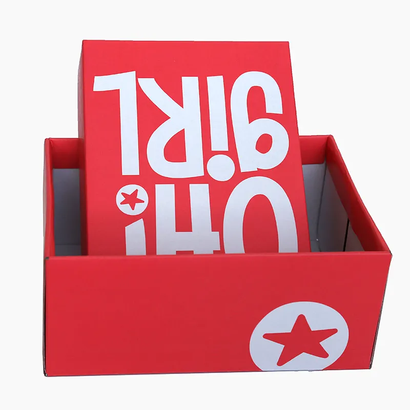 Caixa de embalagem de sapato reciclável, caixa de sapato vermelha cordada reciclável para presente, logotipo personalizado