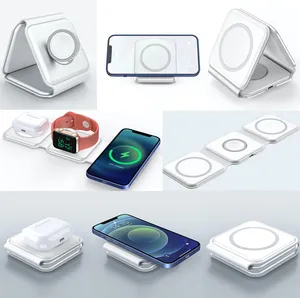 1 में 3 Foldable 15W पत्रिका-सुरक्षित चुंबकीय वायरलेस चार्जर पैड iphone एप्पल के लिए घड़ी