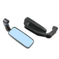 Espejo Retrovisor Rectangular Universal para Motocicleta, Lente Azul Antideslumbrante, Diseño de Piel de Serpiente, Negro Mate, Ajustable, Espejo Modificado para Manillar