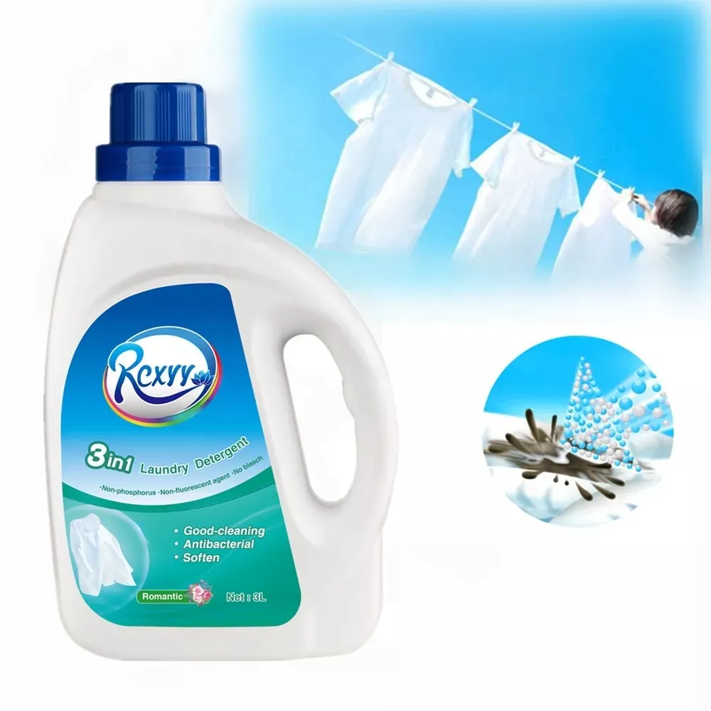 OEM 3L romantik koku ev kimyasalları % yıkama sıvısı temizlik ürünü 3in 1 çamaşır deterjanı