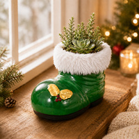 Maceta con Forma de Bota de Navidad, Maceta de Porcelana con Diseño Minimalista, Duradera y Ecológica, Decoración para Mesa de Jardín o Hogar