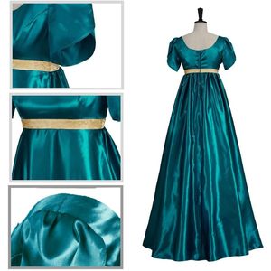 Robes de bal en satin pour femmes, style Empire, col carré, vintage, pour soirée de bal - Product Image 3