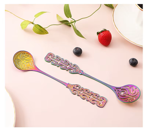 <span class=keywords><strong>Cuillère</strong></span> à café courte créative en acier inoxydable 304, style nordique vintage, plaquée argent, pour desserts et café - Product Image 5