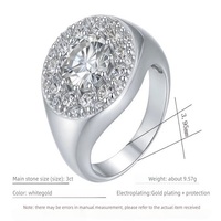 Bague en argent S925 avec moissanite couleur D, bijoux tendance hip-hop en argent pur, bagues en moissanite, bagues tendance