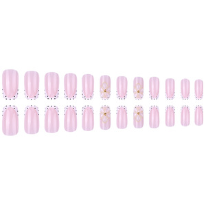 Nouveauté pour le commerce extérieur : <span class=keywords><strong>Faux</strong></span> <span class=keywords><strong>ongles</strong></span> à porter, style boutique, motif pois français, couleur nude, avec fleurs en résine époxy, pour manucure chinoise. - Product Image 5
