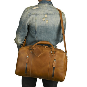 Men's Genuine Leather Duffel <b>Bag</b> <b>Large</b> Capacity Business Travel Crossbody <b>Shoulder</b> <b>Bag</b> Dark Brown Light Brown Solid Color - Product Image 1