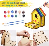 Kit de carillon éolien mangeoire à oiseaux en bois avec autocollants diamantés, bois brut, activités de peinture DIY pour enfants, loisirs créatifs extérieurs