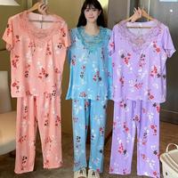 Robe de nuit pour femmes, pyjama d'été à manches courtes imprimé dessin animé, en fibre de lait fine, douce et respirante, mini-robe d'intérieur