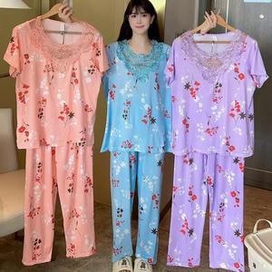 Pigiama Estivo <span class=keywords><strong>da</strong></span> Donna con Stampa Cartoon, Maniche Corte, Sottile e Morbido in Fibra di Latte, <span class=keywords><strong>Camicia</strong></span> <span class=keywords><strong>da</strong></span> <span class=keywords><strong>Notte</strong></span> Traspirante, Mini Abito per Casa - Product Image 5