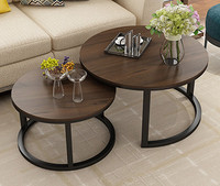 Meubles de maison au design moderne, table basse à plateau en bois, table d'appoint gigogne, table ronde de salon, table d'appoint pour le thé