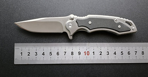 Dao gấp săn bắn bằng thép không gỉ dùng cho sinh tồn ngoài trời tự chế, EDC, có tay cầm bằng nhôm, nhận đặt hàng OEM - Product Image 6