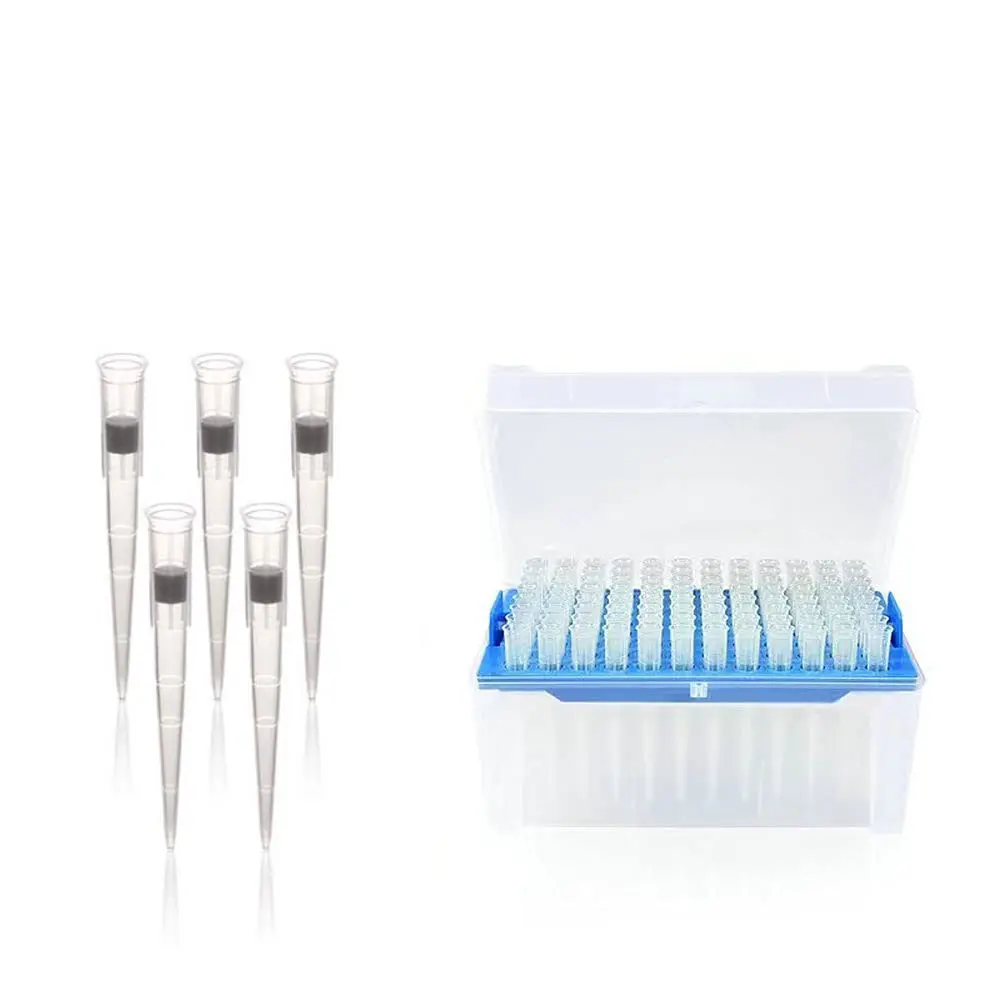 plastic bulk blue yellow sterile 10ul filter tip micro pipette tips for laboratory DNase RNase Free