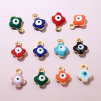 Pendentif à breloques en émail de 9x7mm, petits yeux maléfiques, accessoires de fabrication de bijoux en acier inoxydable, 20 pièces