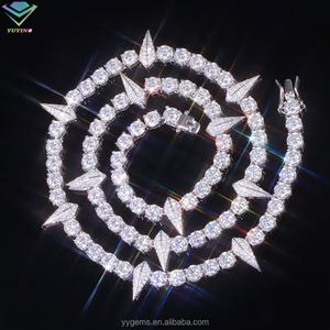 Chaîne de tennis de style pointu Yu Ying, bijoux hip-hop, testée, argent sterling 925, moissanite VVS, chaîne de tennis en forme de croix - Product Image 1