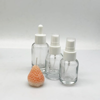 Flacon pulvérisateur en verre transparent épais de luxe avec bouchon pompe à lotion blanc pour parfum et cosmétiques – Vente en gros