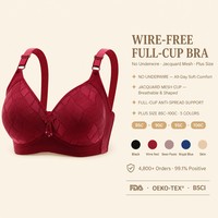 Soutiens-gorge sans fil grandes tailles à couvrance complète en maille jacquard, bonnets fins moulés, bretelles fixes, vente en gros