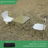 Ensemble de table et de chaises pliantes en aluminium pour l'extérieur, kit de pique-nique portable pour le camping, avec 4 sièges