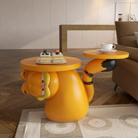 Table basse en résine style crème Garfield, table d'appoint, meuble d'angle mobile pour salon, chevet de lit, décoration et ornements