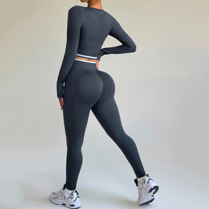 Conjunto de Yoga de 2 Piezas para Mujer, Bloques de Color, Leggings de Cintura Alta con Efecto Push-Up, <span class=keywords><strong>Top</strong></span> sin Mangas, Nailon/Spandex, Secado Rápido, Transpirable, Deportivo - Product Image 2
