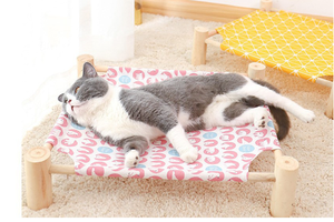 Pet camping bed summer cat and <b>dog</b> nest wooden all-season cat <b>mat</b> removable washable breathable cat bed camping bed - Product Image 3