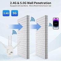 Extenseur de signal WiFi 1200 Mbps, amplificateur de signal WiFi, 4 antennes, double bande, répéteur WiFi pour la couverture domestique, 65 appareils