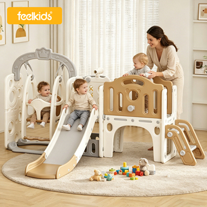 Feelkids - Combinación de Tobogán y Columpio para Niños, Casa de Juegos, Área de Juegos Infantil, Equipo de Interior, Juego de Columpios y Toboganes de Plástico - Product Image 1