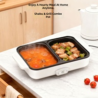 Multifunktionaler Hot-Pot-Grill-Kombi-Kocher Elektrische Grillplatte Doppelfunktions-Antihaftpfanne Haushaltsgrill 1L 1400W Energiesparend